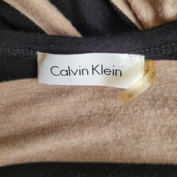 Calvin Klein Black and Tan Striped Maxi Dress Size 8 - Picture 6 of 6